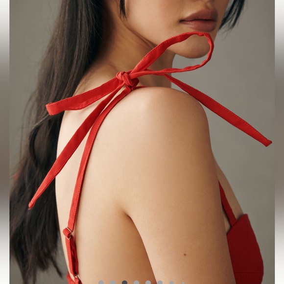 Anthropologie Cherryπ Bomb Red Sexy Body Con Spaghetti Strap Corset Dress-Small - Picture 4 of 16